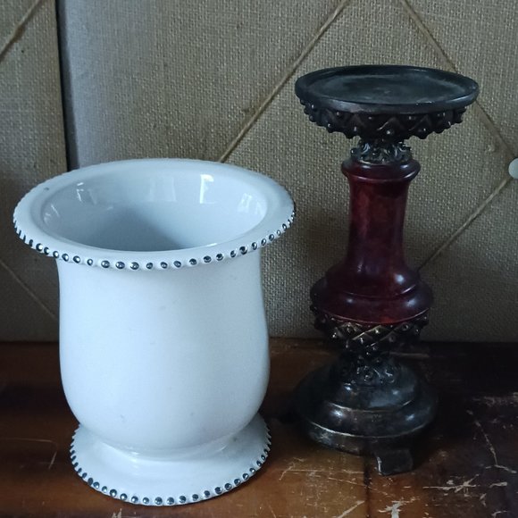 Accents Candle Holder Pedestal And White Vase Poshmark